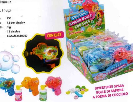 [JOY.09.1] CUCCIOLI SPARA BOLLE CON LUCE X 12 Pz