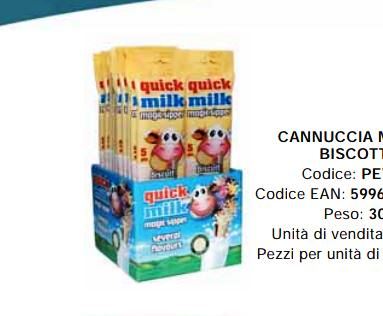 [MANIA.10.1] CANNUCCE LATTE BISCOTTO GR.30 X 20 PZ